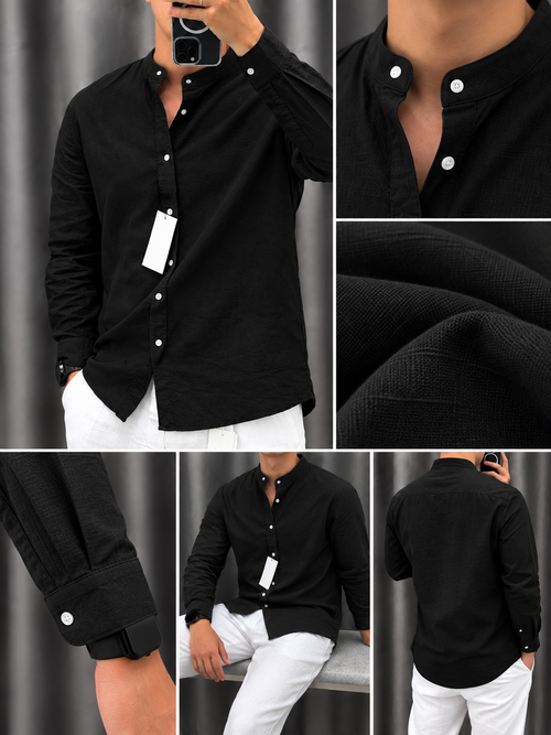 Gentlemen Black & White Top & Bottom Set Of Linen