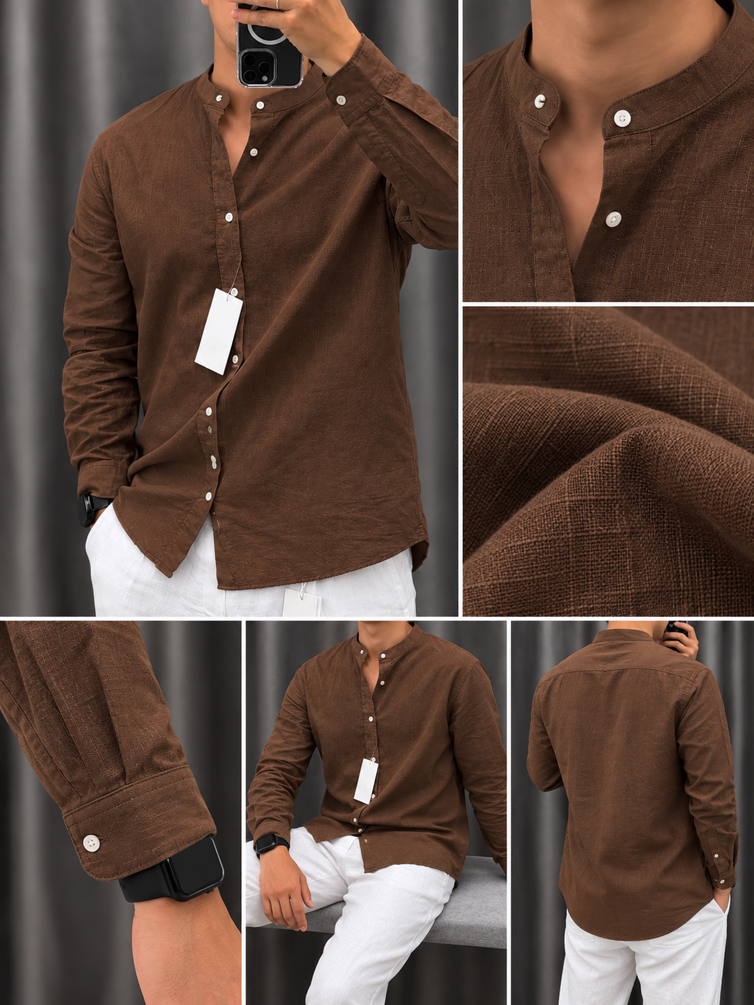 Gentlemen Brown & White Top & Bottom Set Of Linen
