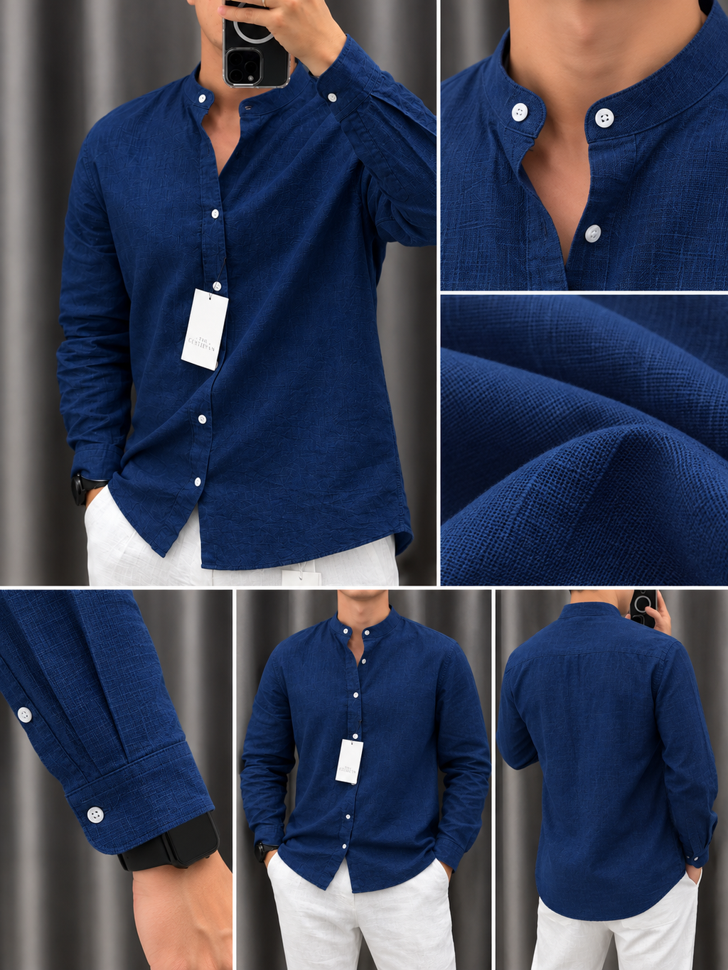 Gentlemen Blue & White Top & Bottom Set Of Linen