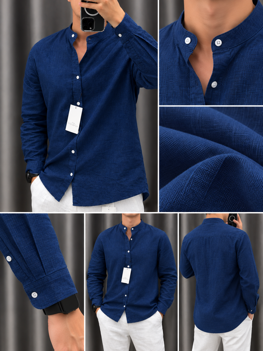 Gentlemen Blue & White Top & Bottom Set Of Linen