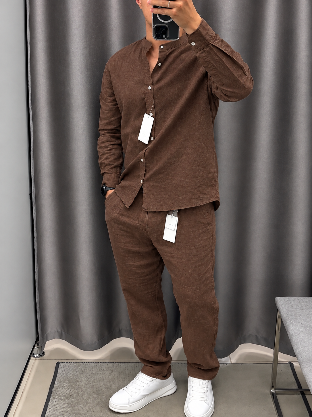 Gentlemen Brown Top & Bottom Set Of Linen