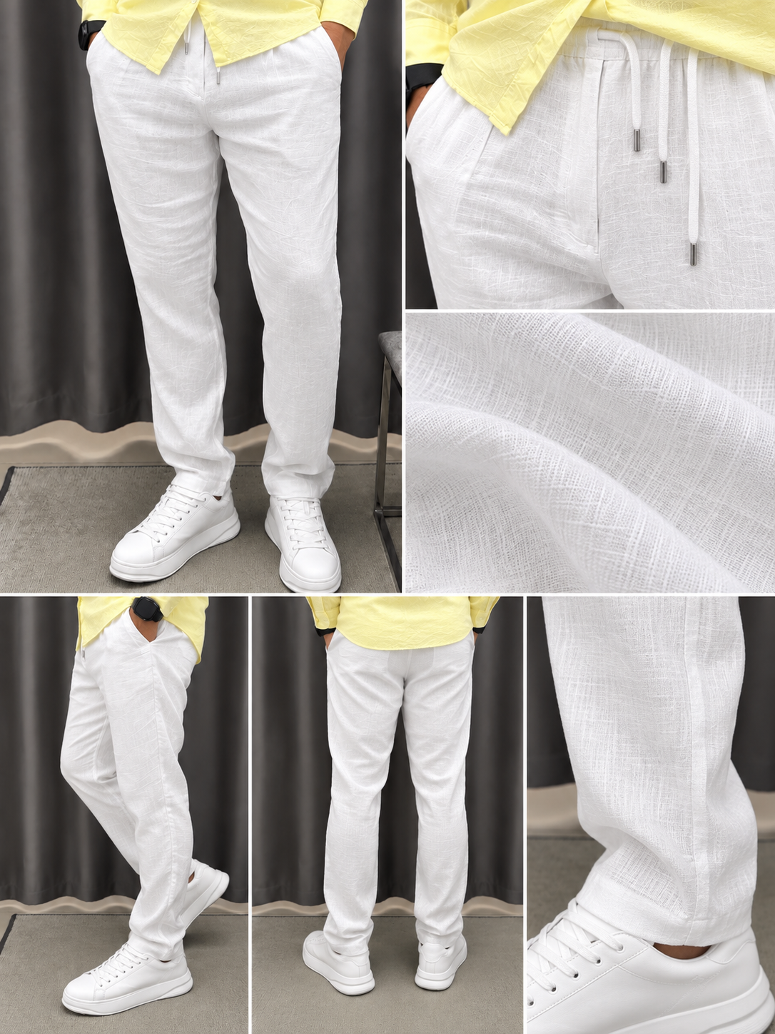 Gentlemen Yellow & White Top & Bottom Set Of Linen