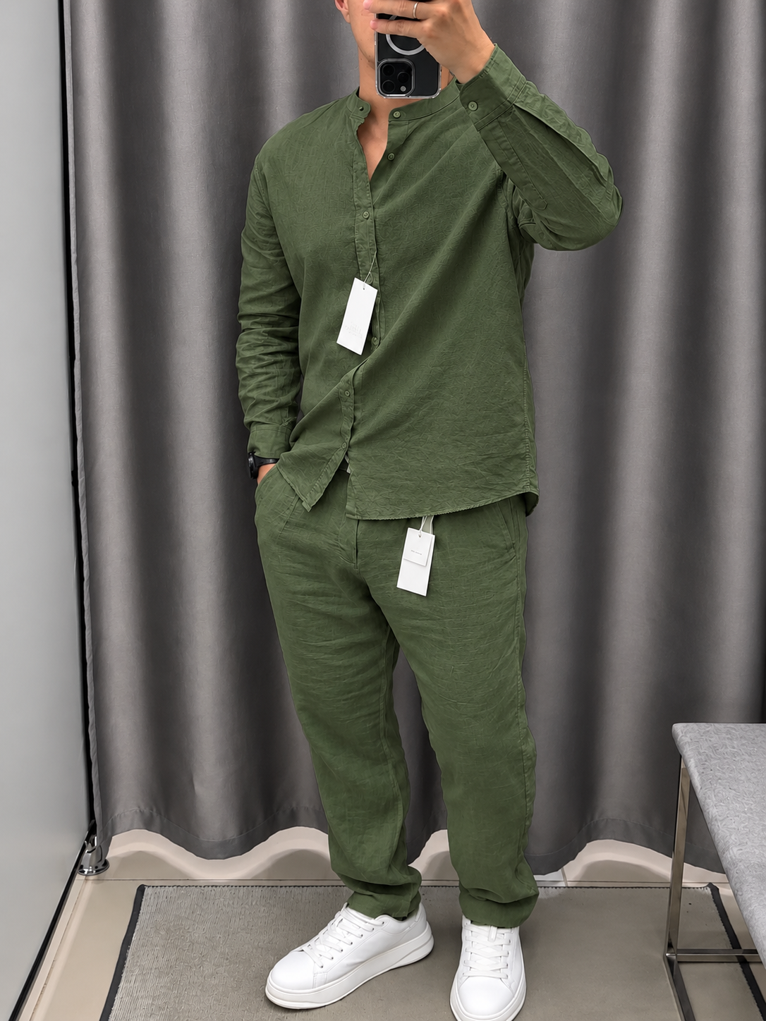 Gentlemen Green Top & Bottom Set Of Linen