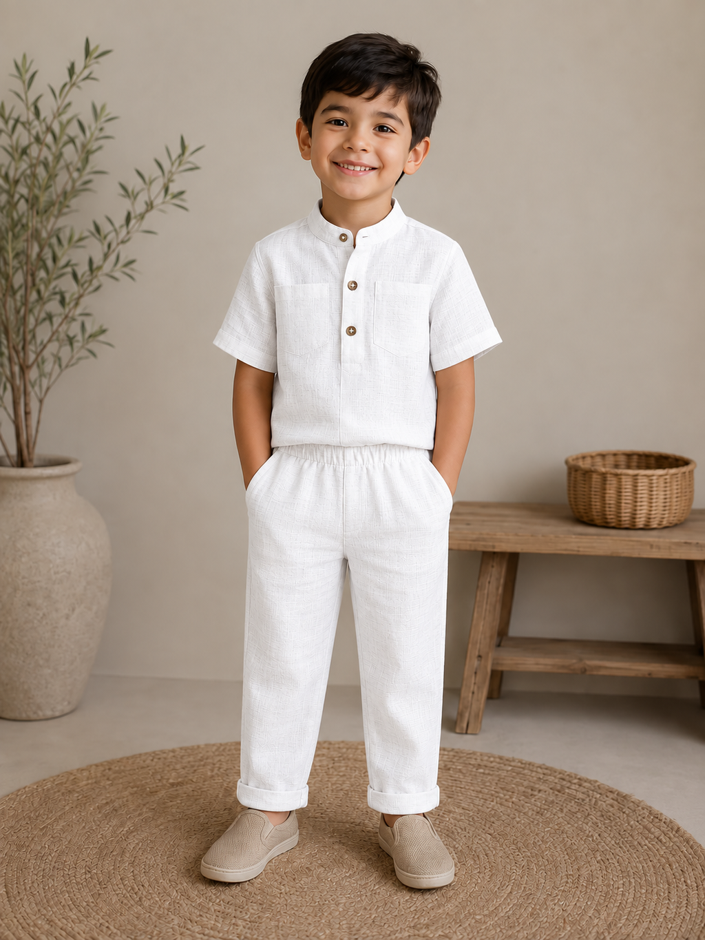 Junior Comfort Linen Top & Bottom Set