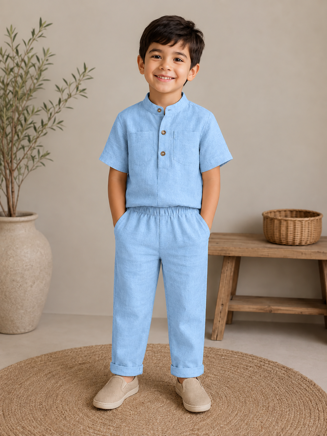 Junior Comfort Linen Top & Bottom Set