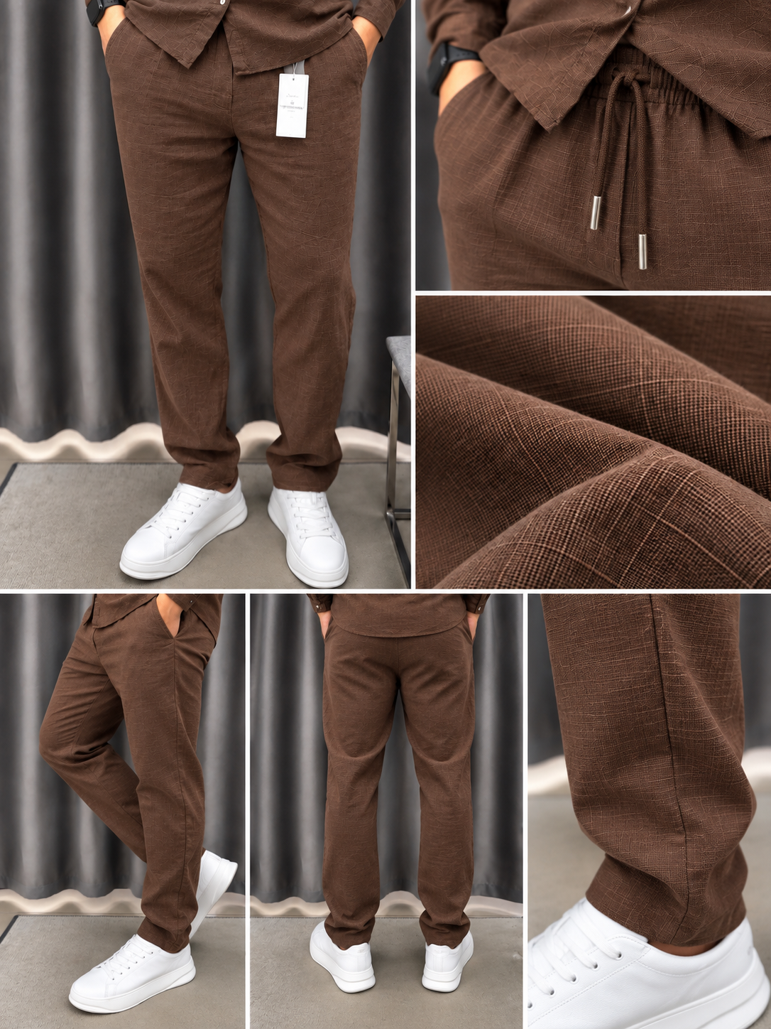 Gentlemen Brown Top & Bottom Set Of Linen