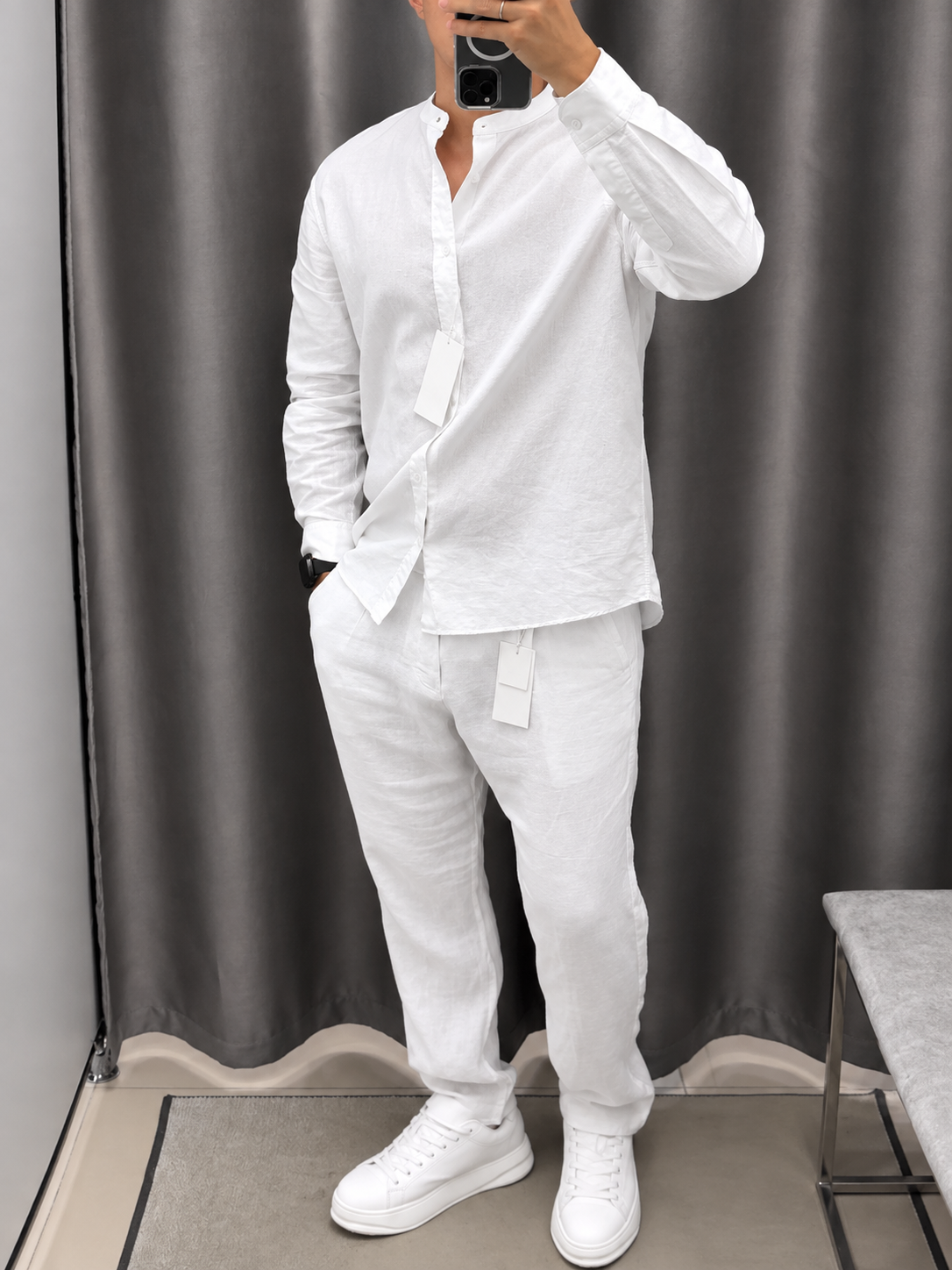 Gentlemen White Top & Bottom Set Of Linen