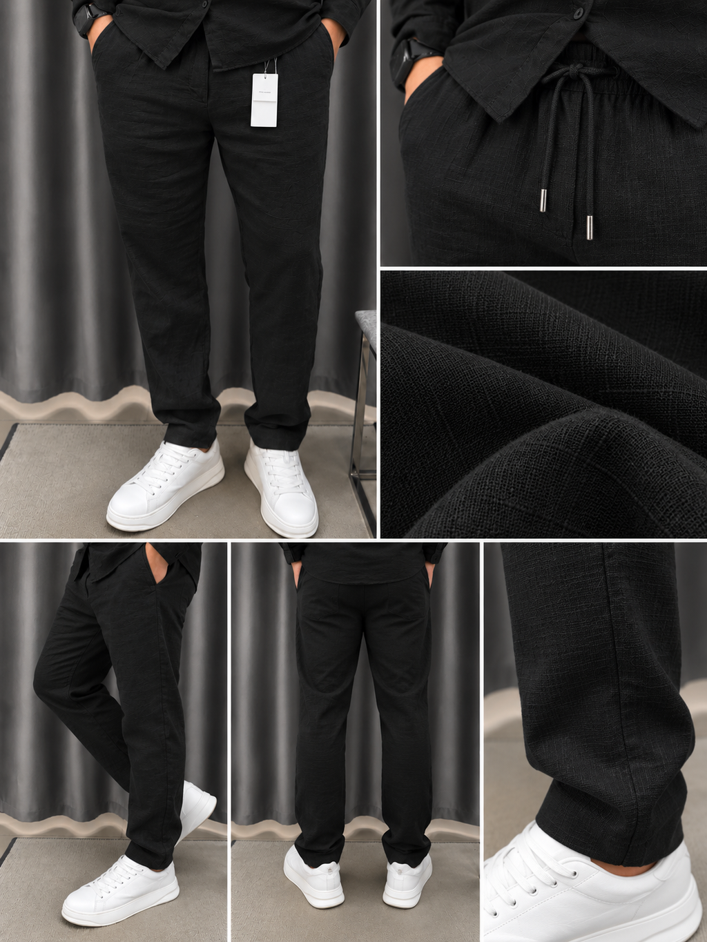 Gentlemen Black Top & Bottom Set Of Linen