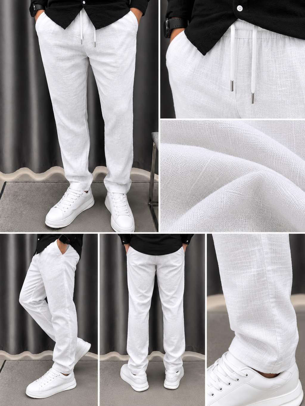 Gentlemen Black & White Top & Bottom Set Of Linen