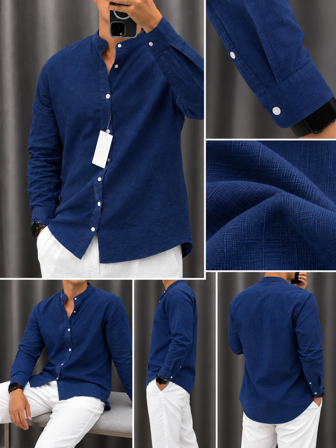 Gentlemen Blue Top & Bottom Set Of Linen