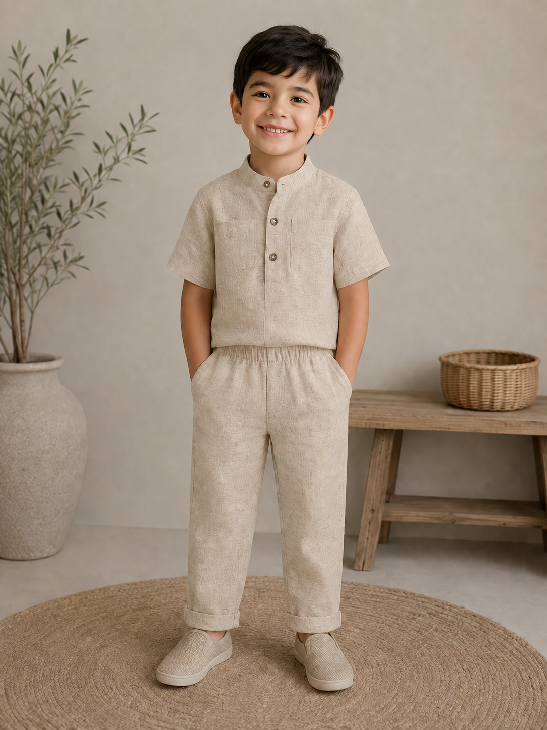 Junior Comfort Linen Top & Bottom Set