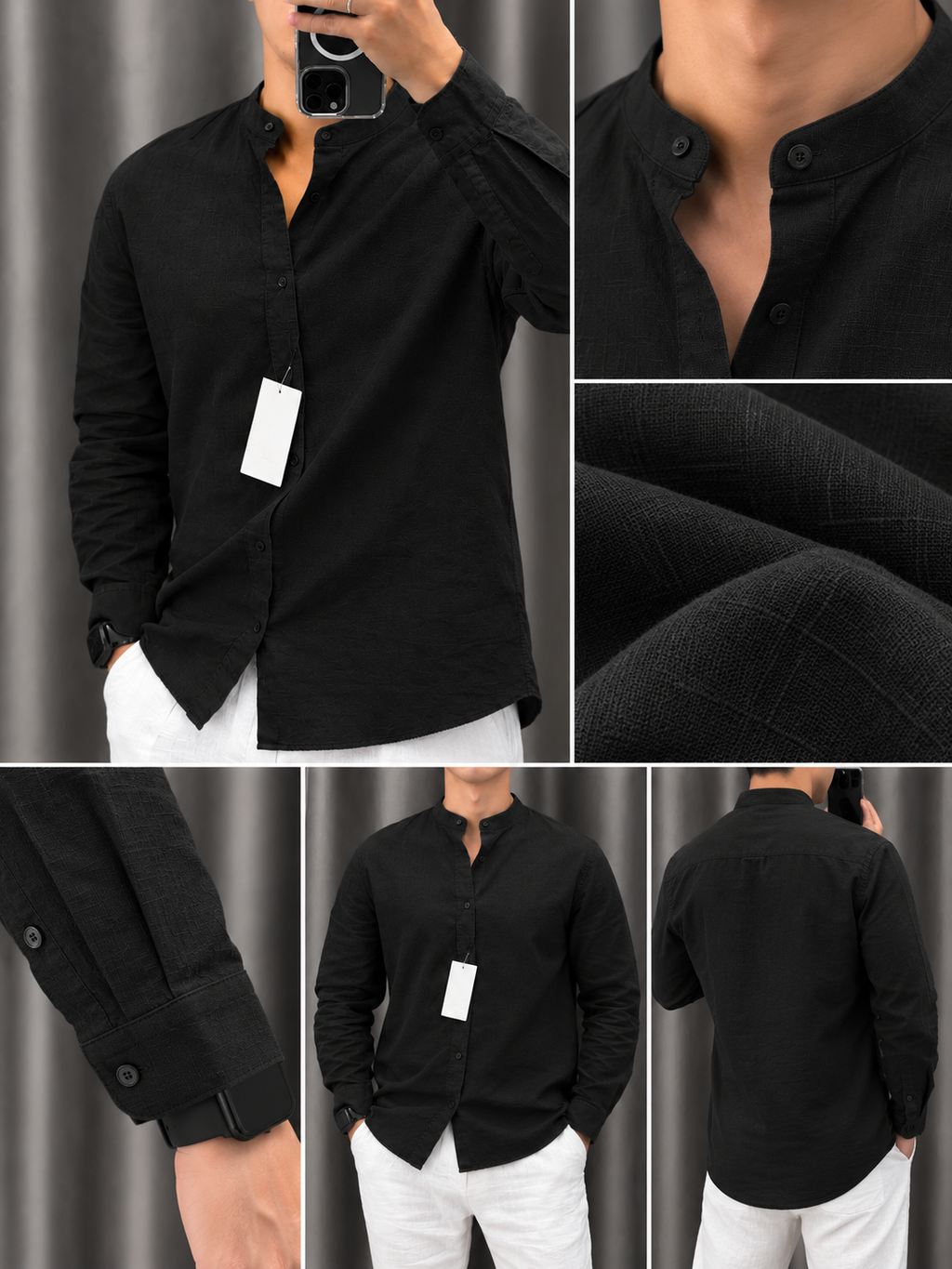 Gentlemen Black Top & Bottom Set Of Linen