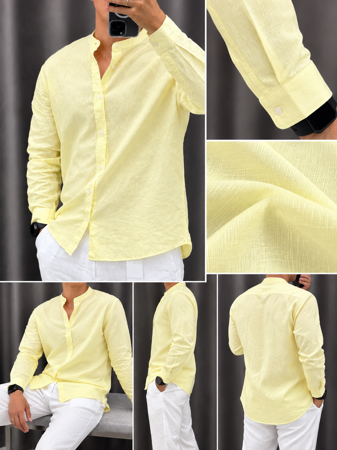 Gentlemen Yellow & White Top & Bottom Set Of Linen