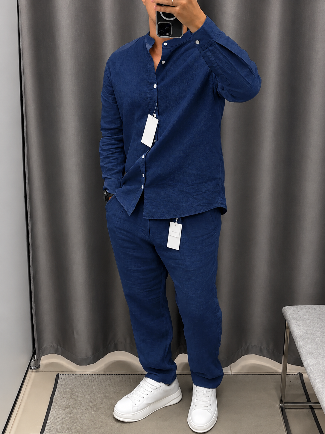 Gentlemen Blue Top & Bottom Set Of Linen
