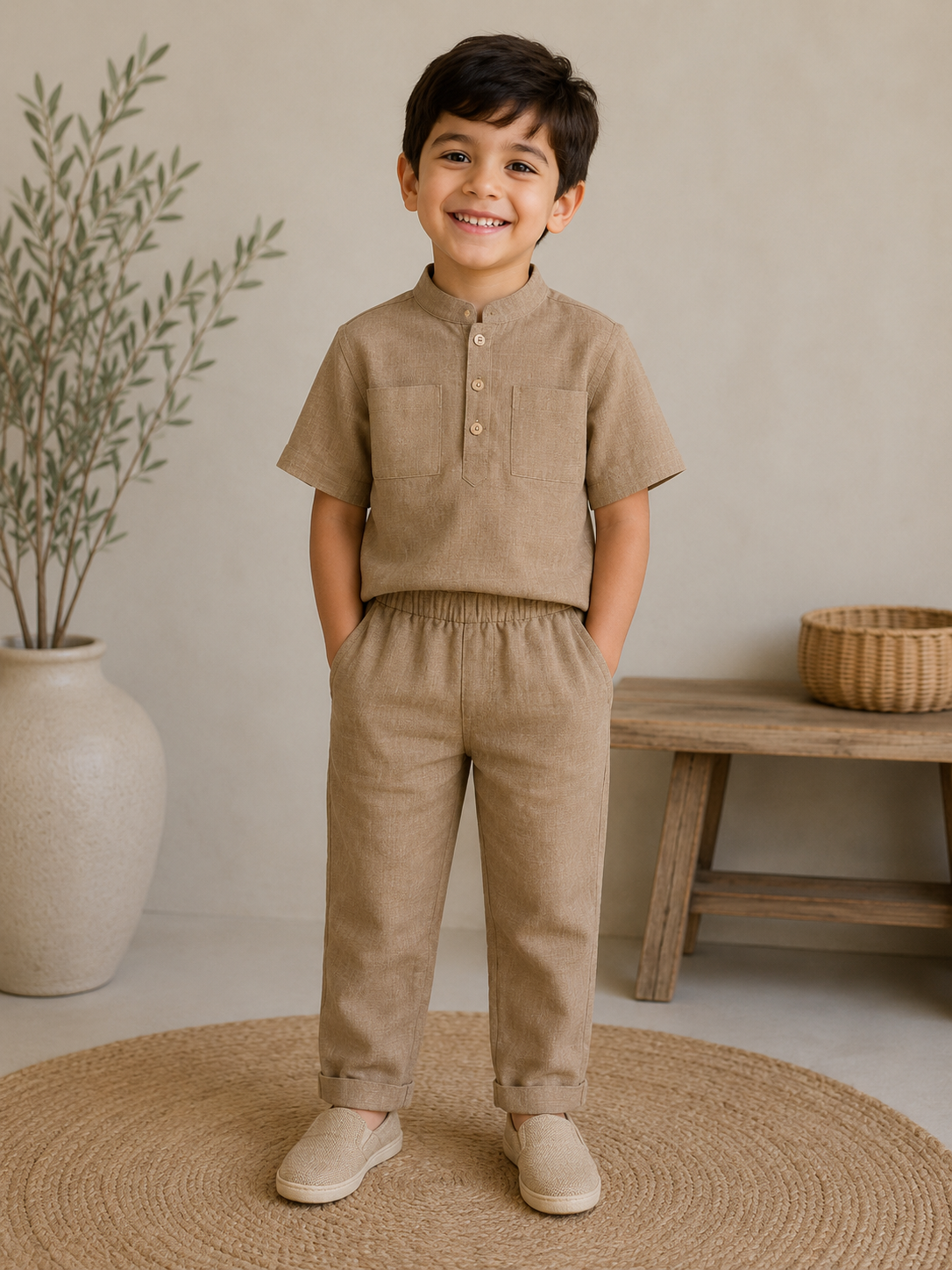 Junior Comfort Linen Top & Bottom Set