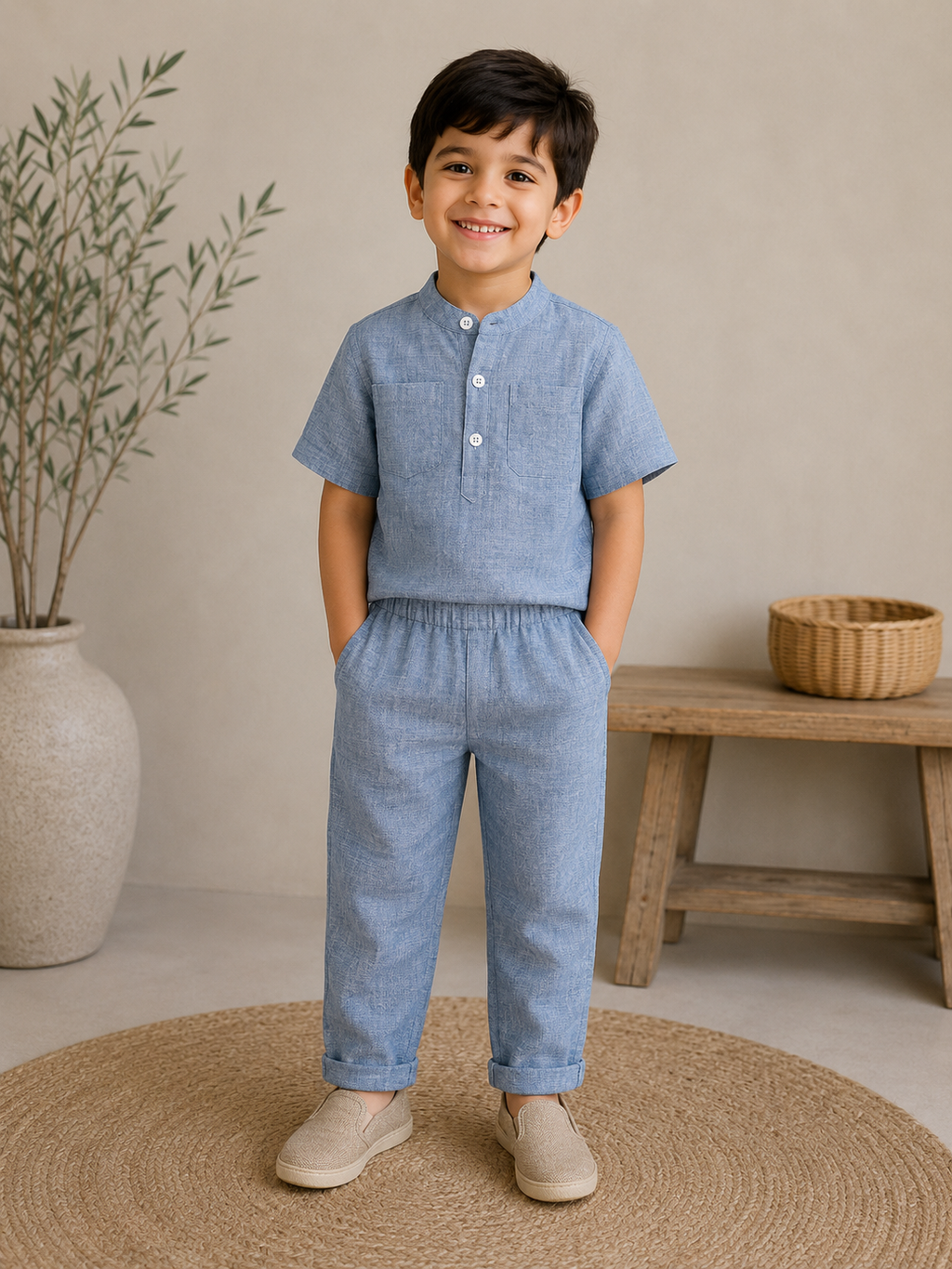 Junior Comfort Linen Top & Bottom Set