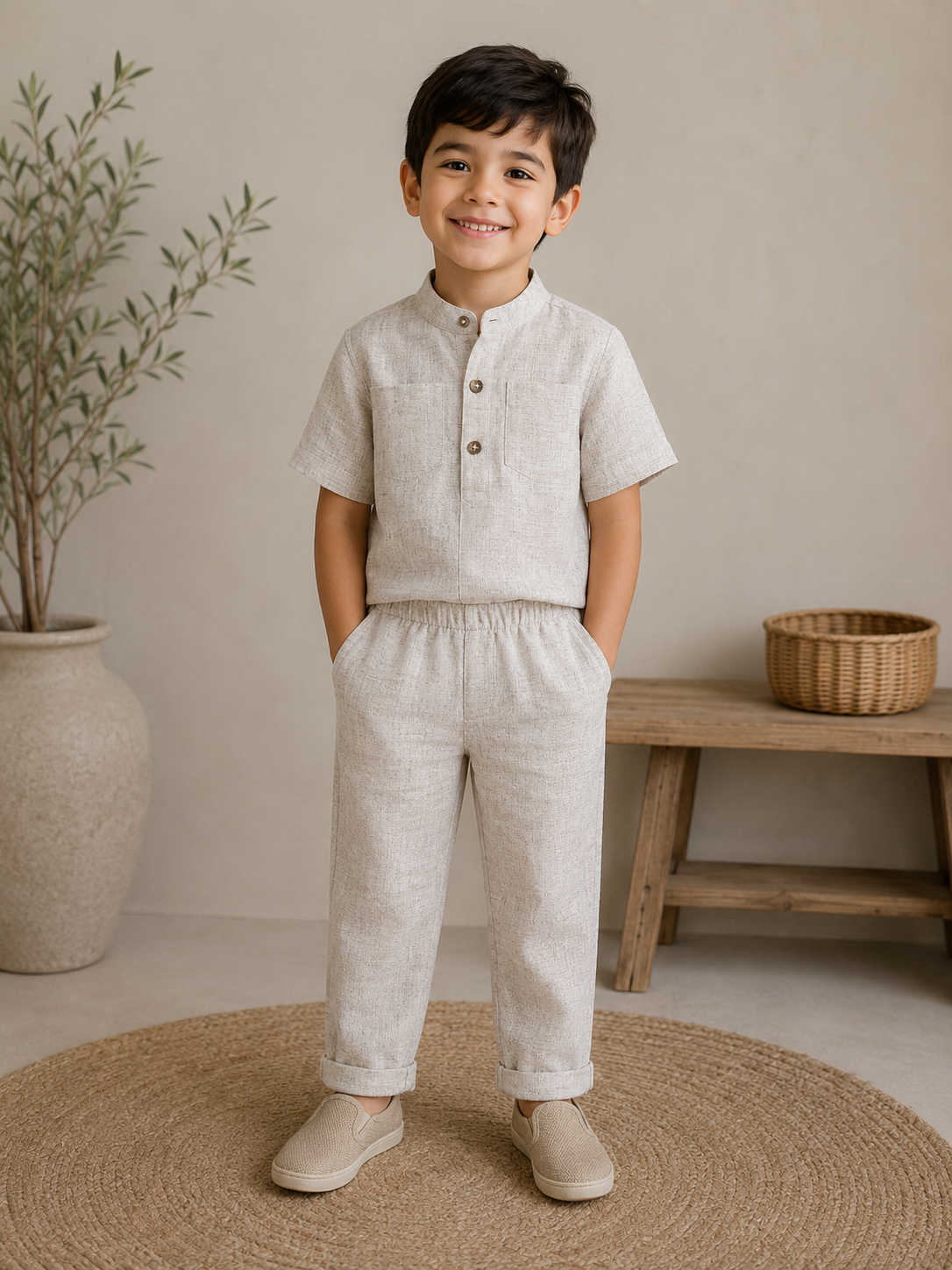 Junior Comfort Linen Top & Bottom Set