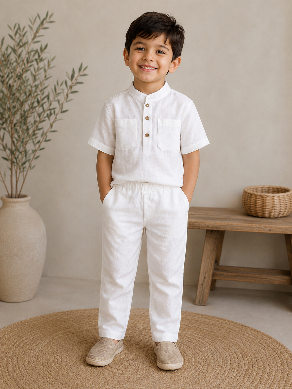 Junior Comfort Linen Top & Bottom Set